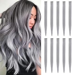 TOFAFA 22 -inch colored hair extensions, smooth postage, multicolored festive strands, synthetic hair extensions with clips (10 gray pieces).. Discover the convenience of DIAYTAR NIGERIA's vast e-commerce platform with delivery in just 5-8 days.