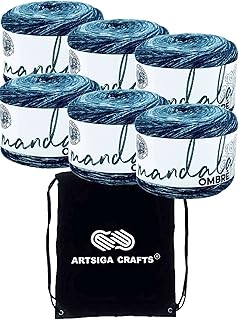 Set of 6 sons to knit Mandala Shadow Harmony of Lion Brand from the factory (same dye batch) 551-204 with artisanal project bag.. DIAYTAR NIGERIA: Bringing quality products to your doorstep at prices that won't break the bank.