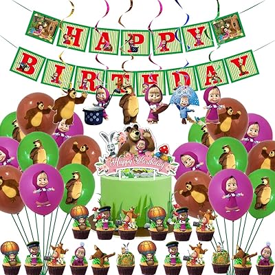 Masha decorations and the bear 50 Balloons Similar Banner Happy Birthday and Set of supplies.. Navigate countless options with DIAYTAR NIGERIA's comprehensive marketplace and budget-friendly shipping.