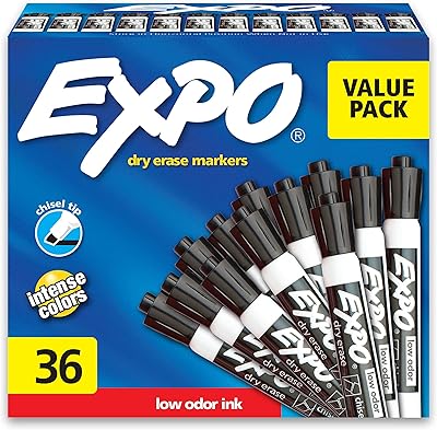 Dry erasable markers with low odor, beveled point, black, 36 pieces.. DIAYTAR NIGERIA: Where convenience meets affordability with delivery across Nigeria in under 8 days.