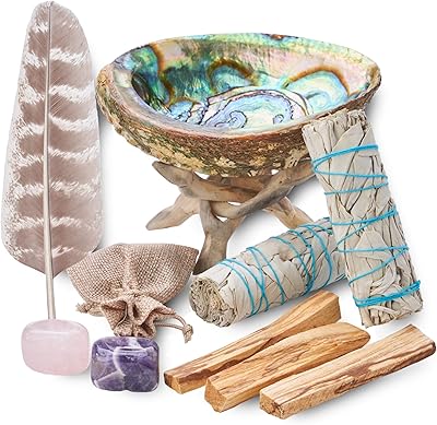 Homemade maculinating kit with white sage, Palo santo, elm, easel, maculage feathers and guide - maculin kit with sage sticks.. DIAYTAR NIGERIA: Connecting every Nigerian with quality products at prices everyone can afford.
