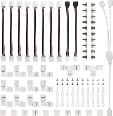 FOMINTON LED strip connectors kit for 5050 10 mm 4 pins, includes 8 types of LED strip accessories without welding, supplies most of the DIY parts.. Discover why millions choose DIAYTAR for affordable online shopping with delivery in just 5-8 days.