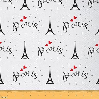 Abstract fabric Tour Eiffel per meter, French style fabric symbol of Paris for decoration of chairs, DIY gifts, interior decoration, romantic heart fabric for Valentine's Day, for children, boys and girls, 3 meters.. Great products, lower prices, fast delivery — DIAYTAR Nigeria has it all.