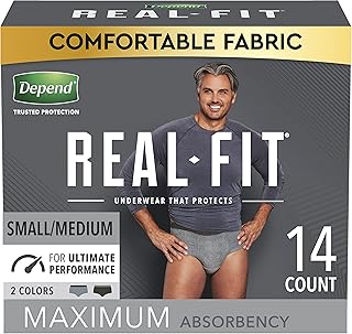 Realfit incontinence underwear depends for men with maximum absorption, gray, s/m, 14 units.. DIAYTAR NIGERIA: Connecting Nigerians with their needs through our affordable and diverse marketplace.