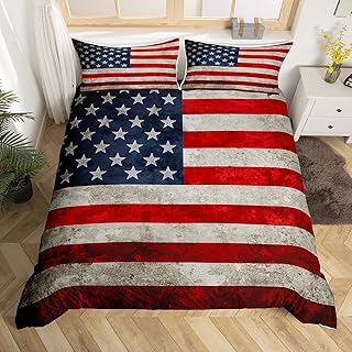 King size Rustic American Flag Duvet Cover, Red and white striped bed sets, duvet cover on the theme of independence day for adults, women and adolescents, soft and vintage microfiber bed with zipped fasteners.. DIAYTAR NIGERIA: Making online shopping accessible with affordable prices and nationwide delivery service.