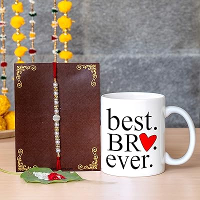 Tide Ribbons Rakhi For Brother with Bhai Rakhi gift box with milk cup (325 ml) and small card - Raksha Bandhan Rakhi bracelet for brother Rakhi and Rakhi ensemble.. Fast. Reliable. Affordable. DIAYTAR Nigeria is all that and more.
