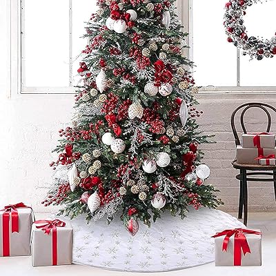 White Christmas tree skirt of 48 in Christmas tree fir skirt in luxury faux fur with silver glitter basic blanket for Christmas and New Year's party decorations.. Nigeria's most diverse e-commerce platform delivers quality and affordability to your doorstep in 5-8 days.
