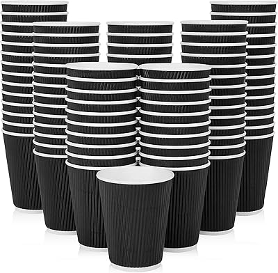 [50 cups] Disposable black coffee cups of 12 oz - Woody paper cups with triple wall for tea and drinks on the go.. Wide range, low cost, fast delivery — that’s DIAYTAR Nigeria.