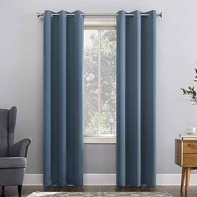 Occulting curtain with Sun Zero Easton energy saving eyelets, 40 "x 108", Denim blue.. Experience shopping freedom with DIAYTAR NIGERIA's vast selection and dependable nationwide shipping.