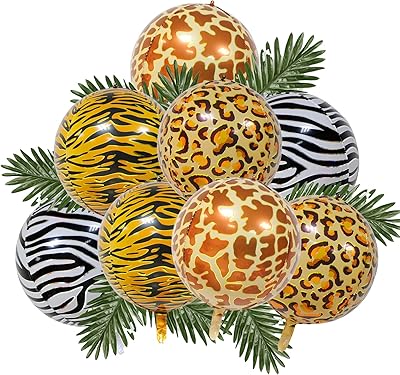 Large Finaba 4D aluminum balloons with wild zebra animal print, 4D party decoration supplies (22 inches) - 8 pieces.. DIAYTAR NIGERIA: Putting quality products within reach of every Nigerian through our affordable marketplace.