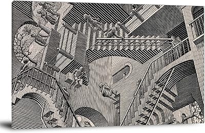 Poster on canvas The Weird Building Maurits Cornelis Escher and Modern Wall Decoration for Family Bedroom 40 x 60 cm.. Shop across boundaries with DIAYTAR NIGERIA's comprehensive platform and budget-friendly delivery.