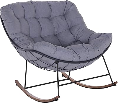 Large Baccio -Baccio rocking chair, comfortable reading sofa, modern and comfortable rocking chair with bedroom cushion, dormitory, corner and balcony, gray.. DIAYTAR NIGERIA makes quality accessible with our affordable prices and dependable delivery service.