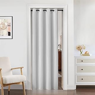 Bedroom door curtain, temporary interior insonor curtain sliding for open door, adapts to an opening of 24/30/36 "and 80" long, without pearls, white gray.. Affordable choices, delivered fast — that's the DIAYTAR Nigeria promise.