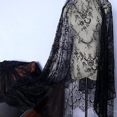 Douce black whipped cream lace fabric Idongke with French eyelashes per meter for home decoration, 60x120 inch wedding dress.. Discover the joy of online shopping with DIAYTAR NIGERIA's budget-friendly prices and reliable shipping.