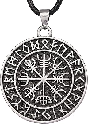 Haquil Vikings Jewelry COMPASS FIVE FIVE FIZER COLLIER with leather rope for men and women.. DIAYTAR NIGERIA: Where every purchase is affordable and delivery is always within a week.