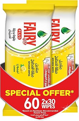 Fairy kitchen wipes with alternative whitening power for dishes and counters, lemon scent, double packet of 30 wet wipes, special offer.. Nigeria's most diverse e-commerce platform delivers quality and affordability to your doorstep in 5-8 days.