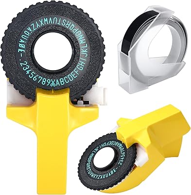 Click mini 3D labels printer, manual label manufacturing machine, manual lettering machine with cutting ribbon, Dymo printer with black ribbon (yellow).. Your digital marketplace solution, DIAYTAR NIGERIA delivers quality and value within the week.