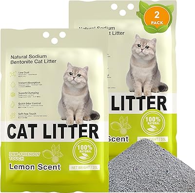 Cat litter Belvery Cat Litière for 100 % natural bentonite cat, suitable for pets, very absorbent and agglomerative, with granules for controlling smells, less dust, low follow -up for a fresh house, 8 kg each, 2 packages, lemon.. DIAYTAR NIGERIA provides endless shopping possibilities with affordable prices and prompt delivery service.