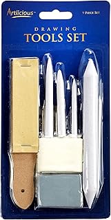 Artlicious - set of 9 -piece drawing accessories - rod, tortillon, tuper -gum, glass paper index, chamois, erasure shield.. DIAYTAR NIGERIA: Your trusted e-commerce partner with extensive product choices and affordable delivery.