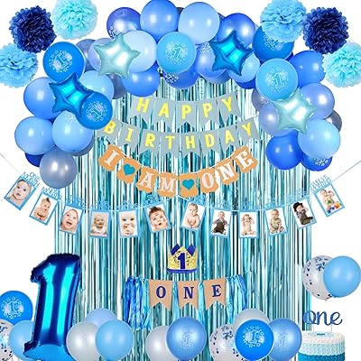EAF decorations For 1st Boy anniversary 78 Pieces Blue Boy Decorations With Curtain.. DIAYTAR NIGERIA revolutionizes online shopping with competitive prices and reliable 5-8 day delivery.