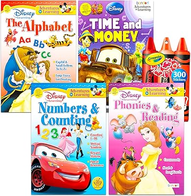 Set of Disney Early learning activity books - Together comprising the time of the tale and the money, the addition and the preschool subtraction of Mickey Mouse and the Lion King, business books for kindergarten.. Your complete shopping solution, DIAYTAR NIGERIA offers extensive variety with budget-friendly delivery.