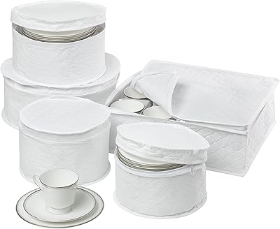 Storage set for Honey-Can-Do SFT-01630 cutlery, fabric, white, 5 rooms.. Enjoy stress-free shopping with affordable prices on DIAYTAR Nigeria.