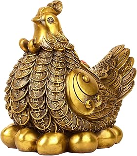 Home accessories, chicken statue in golden room feng shui, home furnishings, golden eggs with chicken, artisanal decorative sculptures/attract wealth and luck to your family wealth statue.. DIAYTAR NIGERIA combines extensive variety with budget-friendly prices and prompt nationwide delivery.