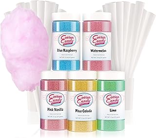 Cotton Candy Express 5 flavors pack pack with lemon, watermelon, pina colada, blueberries, pink vanilla sugar and cornets.. Experience the joy of discovery with DIAYTAR NIGERIA's vast catalog and nationwide affordable delivery.