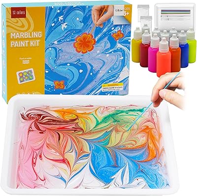 Set of marbled painting for arts and crafts for children's boys; Watercolor gift box for children aged 3 to 5, 6 to 8 years old, 8 to 12 years old, Creative art sets for children and adults, 12 non -toxic colors.. DIAYTAR NIGERIA delivers on our promise of extensive selection and budget-friendly nationwide shipping.