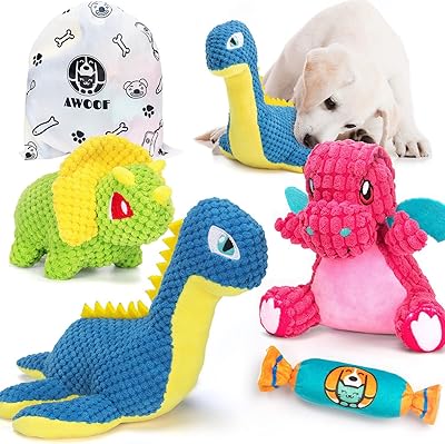 AWW 4 pieces of toy toys creakers for dogs, cute plush toys for puppies with whistles and storage bag, chewing toys for small, medium and large dogs.. DIAYTAR NIGERIA combines affordability with convenience, delivering your purchases within 5-8 days.