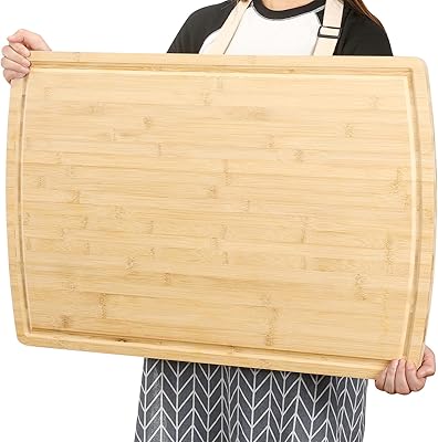 Extra -wide Momfy extra wooden cutting boards for the kitchen, robust bamboo cutting board with deep groove for juice, cutting board for meat and cheese stove and cheese stove.. Shop smarter, not harder with DIAYTAR NIGERIA - thousands of products at your fingertips with affordable delivery.