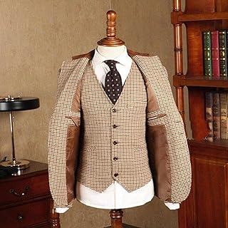 2021 Classic checkered costume relaxed brown for men fitted fit married wedding tuxedo blazer formal business blazer jacket 3 -piece pants vest.. No hassle, just shopping — DIAYTAR Nigeria delivers in under 8 days.