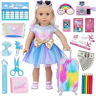 Zvio 32 pieces of 18 -inch American doll's clothing and accessories and sets of school game - travel bag, school sets, camera, handbag, sunglasses, for 18 -inch doll.. Shop across categories at DIAYTAR NIGERIA with the confidence of affordable prices and delivery within 8 days.