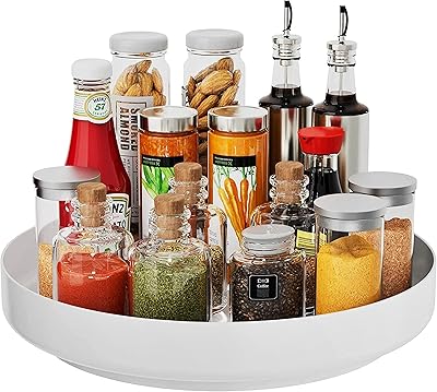 Cuisine organizer Lazy Susan - Lazy Susan Rotative 360 ​​degrees, multi -use storage organizer, bathroom organizer, kitchen organizer, spice shelf, makeup organizer, perfume organizer, (white large 29 cm).. Experience the future of shopping with DIAYTAR NIGERIA's extensive selection delivered in just 5-8 days.
