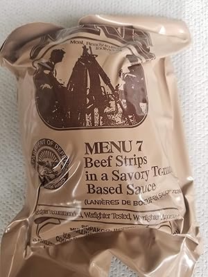 Excess military meals with original logo ready to eat with date of inspection 2022 or subsequent (beef strips in a delicious tomato sauce).. DIAYTAR NIGERIA: Where shopping is easy, prices are low, and delivery is just days away.