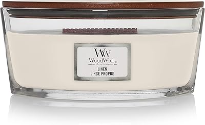 Scented candle with wick of wood and lime with linen wick, 50 -hour combustion duration, white.. Experience shopping without compromise at DIAYTAR NIGERIA, with vast selection and quick delivery.