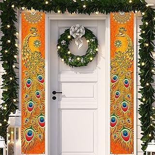 Diwali Indian porch panel, Diwali peacock pattern for porch, Indian welcome panel Diwali for the Festival of Lights - 12 x 71 inches.. Why shop anywhere else? DIAYTAR Nigeria has it all, at prices you’ll love.