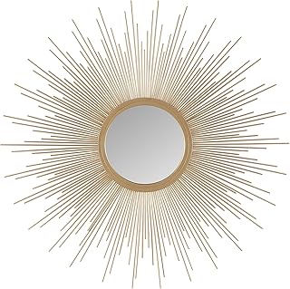 Metal mirror Madison Park Sunburst for living room by wall decoration - Interior decoration, ready to hang for bedroom decoration, 14.5 inches in diameter, gold color.. DIAYTAR NIGERIA: Your one-stop e-commerce destination with affordable prices and nationwide delivery in 5-8 days.
