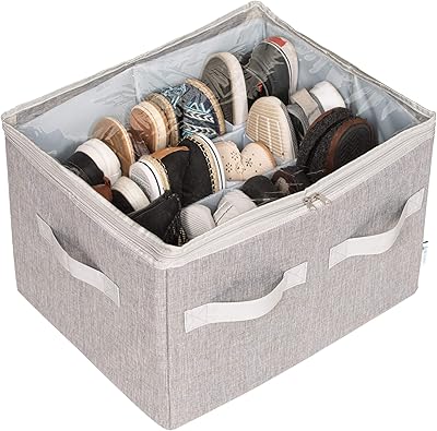 Storage solution for pattern shoe organizer with transparent lid and adjustable separators for shoes, handbags, blankets, linens and clothing (gray color, size M - 16 pairs).. Shop smarter with DIAYTAR Nigeria — from household essentials to electronics, we have everything you need. Plus, our delivery is fast, secure, and arrives between 5 and 8 days.
