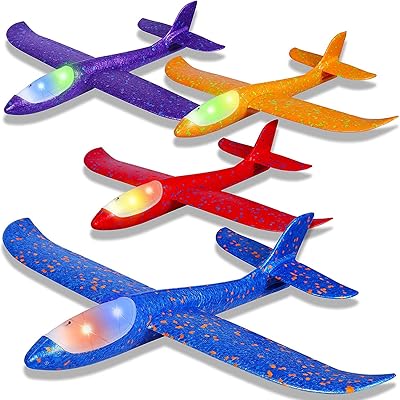 4 plane toys with LED lights - Large 17.5 inch foam plane - Two flight modes - Planeur toy - Outdoor flight games for children - Gift for boys and girls aged 3 4 5 6 7 8 years old.. DIAYTAR Nigeria offers great deals, a huge product variety, and delivery in under a week.