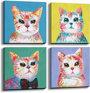 Colorful wall canvas with funny cat print and decoration images.. Transform your online shopping experience with DIAYTAR NIGERIA's affordable and diverse marketplace.