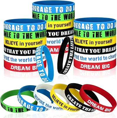 48 pieces of inspiring silicone bracelets, rubber motivation bracelets for men and women, black for the date, month, pride, peace and justice, silicone.. DIAYTAR NIGERIA brings the joy of affordable shopping to your fingertips with delivery in less than 8 days.