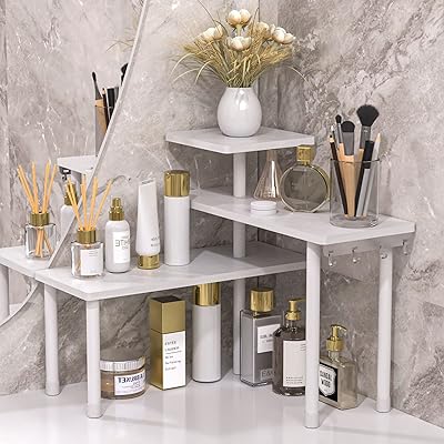 Corner shelf for Jay Rex bathroom organizer, 3 -level mobile makeup support, dressing table, bathroom counter, office shelf (white).. DIAYTAR NIGERIA provides endless shopping possibilities with affordable prices and prompt delivery service.