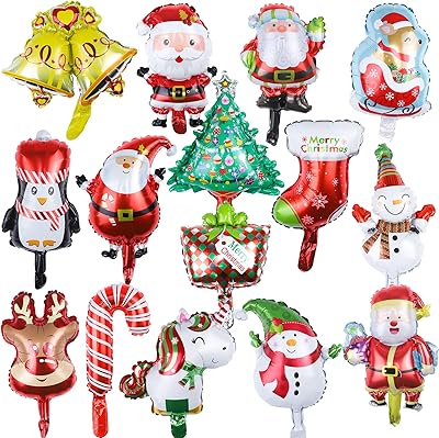 15 aluminum Christmas balloons for festive decorations - Santa Claus, reindeer, snowman and momentum for Christmas tree, birthday and holiday on the theme of winter.. DIAYTAR Nigeria: Where affordability meets fast and reliable e-commerce service.