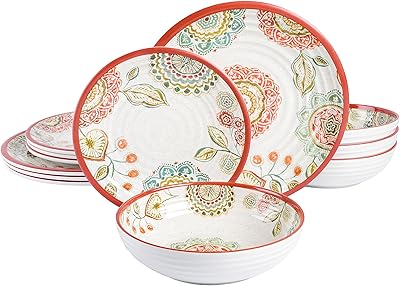 Melamine table service Lori Gates Gibson Mauna Service for 4.. Order today, receive this week — shopping with DIAYTAR Nigeria is that simple.