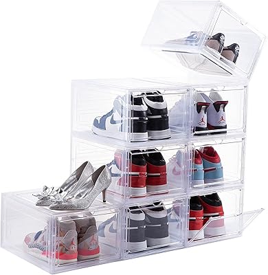 Transparent shoe box, lot of 8, plastic stackable shoe box with transparent door, like shoe storage box and flavoring shoe box, to display sneakers, easy assembly.. DIAYTAR NIGERIA: Your affordable shopping destination with thousands of products delivered in days.