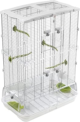 Bird cage in metallic wire vision m02, nest box for parakeets, pinsons and canaries, long, medium, 83255, white.. DIAYTAR NIGERIA delivers happiness in 5-8 days with our affordable and diverse product range.