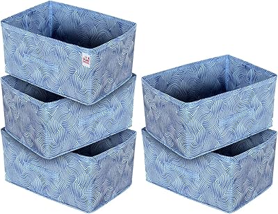 FUN HOMES Laheriya Print Storage box of woven fabric wardrobe with handle, set of 5 pieces (blue) -FHUNH15993.. Your ultimate shopping destination, DIAYTAR NIGERIA combines extensive selection with affordable shipping.