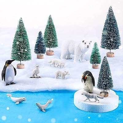 Set of 19 polar animal toys comprising 10 arctic animal figurines, 6 miniature pines, 1 foam board, 1 false winter snow cover and 2 blue silk papers for educational children.. Experience the power of choice with DIAYTAR NIGERIA's extensive catalog and reliable delivery service.