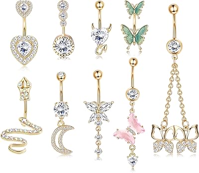 14G Navel Rings Pendants For Women In Stainless Steel 316L Snake Imashe Coeur Cz Rose Rings Navel Rings Papillon Mignon Nominel Rings Drilling Drilling Drilling.. Fast, easy, and affordable — that’s shopping the DIAYTAR Nigeria way.